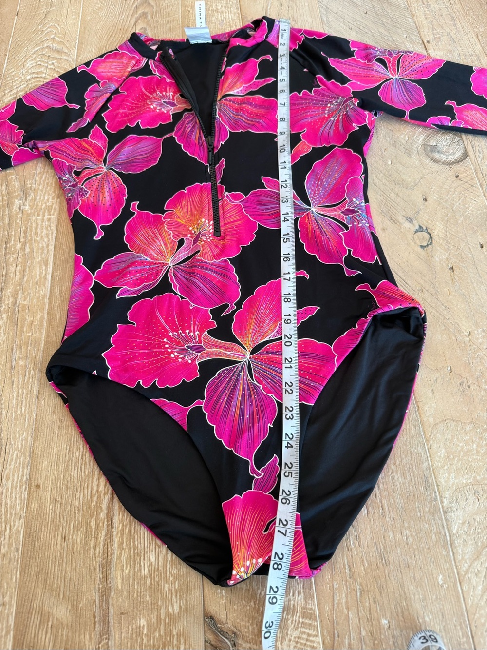 Trina Turk Fluery Paddlesuit One Piece Size L Long Sleeve Zip NWOT - Picture 8 of 10